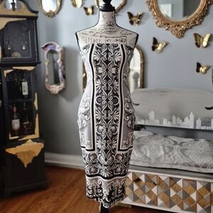 Express Black and White Strapless Dress